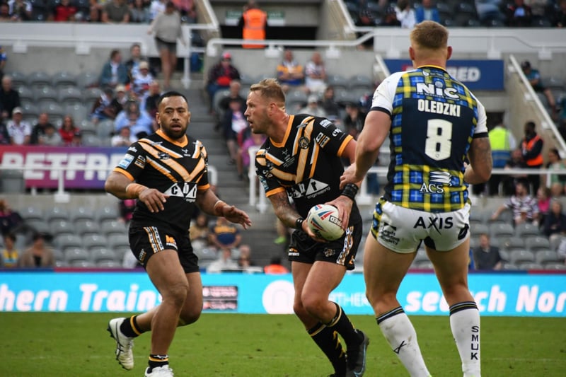 Joe Westerman in the thick of the action at the Magic Weekend game.
