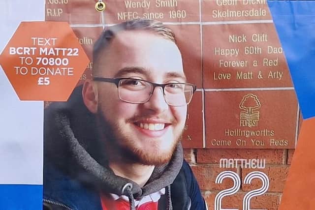 The ride on Saturday July 1 will help the Matthew 22 foundation, which raises money for the Bone Cancer Research Trust in memory of family friend Matthew Hollingworth, pictured, a Nottingham Forest supporter
