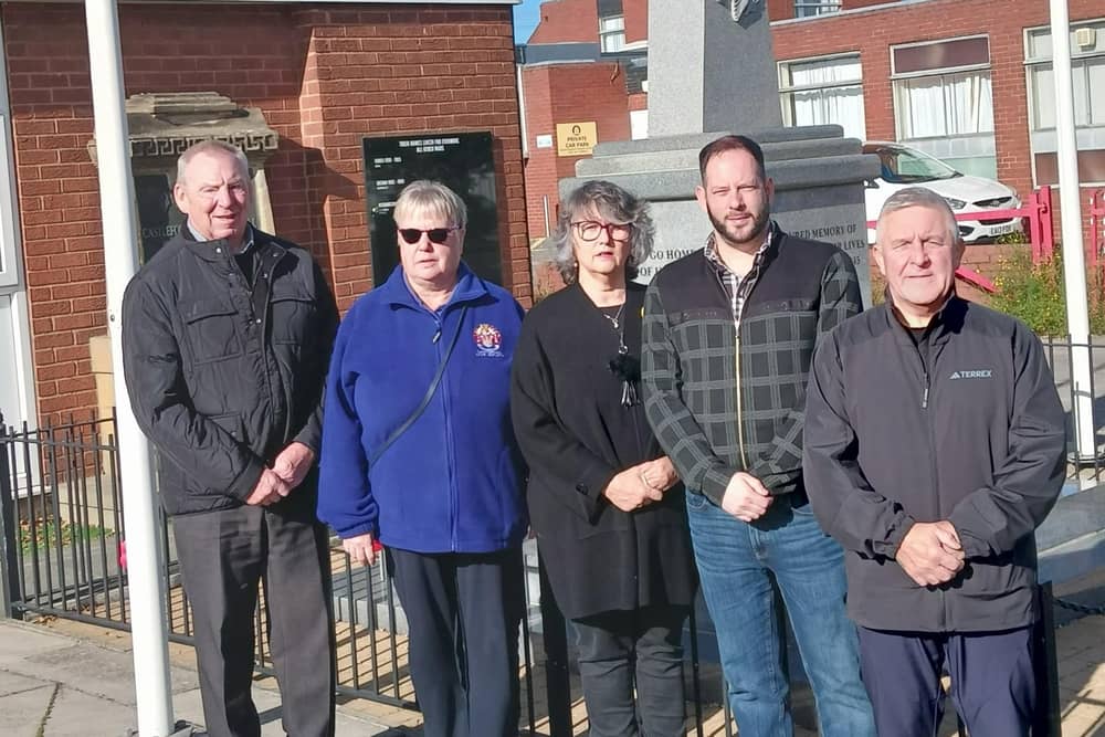 Pictured left to right: John Hughes, Vice Chair of Castleford Civic Society; Val Ely, Civic Pride lead of Castleford Civic Society; Kathryn Stainburn, Castleford Civic Society heritage Lead; Joseph Sunderland, of Unite the Union; Gary Day, chair of Castleford and District Naval Association.