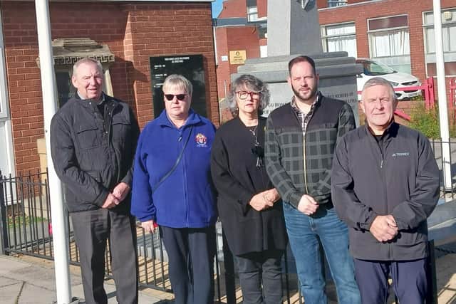Pictured left to right: John Hughes, Vice Chair of Castleford Civic Society; Val Ely, Civic Pride lead of Castleford Civic Society; Kathryn Stainburn, Castleford Civic Society heritage Lead; Joseph Sunderland, of Unite the Union; Gary Day, chair of Castleford and District Naval Association.
