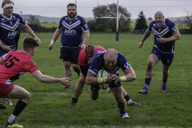 Jack Beddis powers over for Pontefract's second try against Moortown. Picture: Jonathan Buck