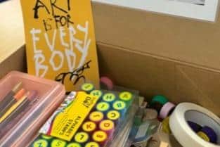 The boxes have different themes and activities for patients to take part in, such as collage, painting and exploring nature.