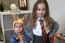 Chelsey Leigh shared a snap of Daisy and George, aged six and 18 months, dressed as Matilda and Peter Rabbit.
