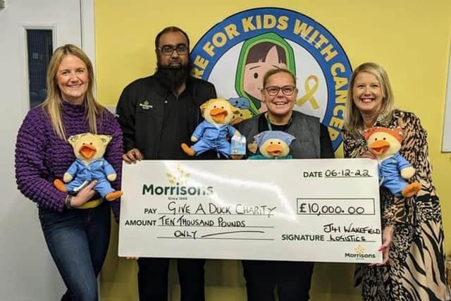 The Morrisons Foundation donated £10,000 to the children's cancer charity, Give A Duck.