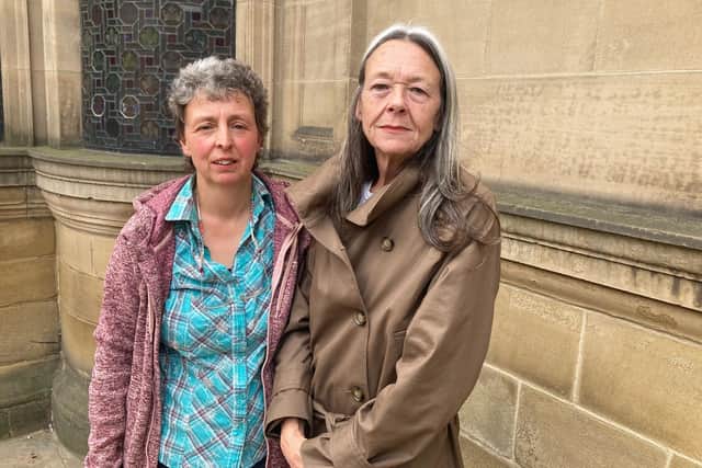 Kathryn Pybus and Lisa Hudson urged councillors to reject plans to building 151 canalside homes at City Fields in Wakefield. LDRS image