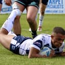 Corey Hall scoring a try for Featherstone Rovers for who he played against Widnes Vikings as a dual registration player. Picture: Kevin Creighton