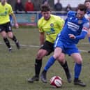 Pontefract Collieries' Gavin Rothery gets on the ball against Worksop Town.