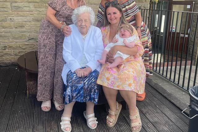 The family made the four hour car journey so baby Kyla could meet her great-great grandmother.