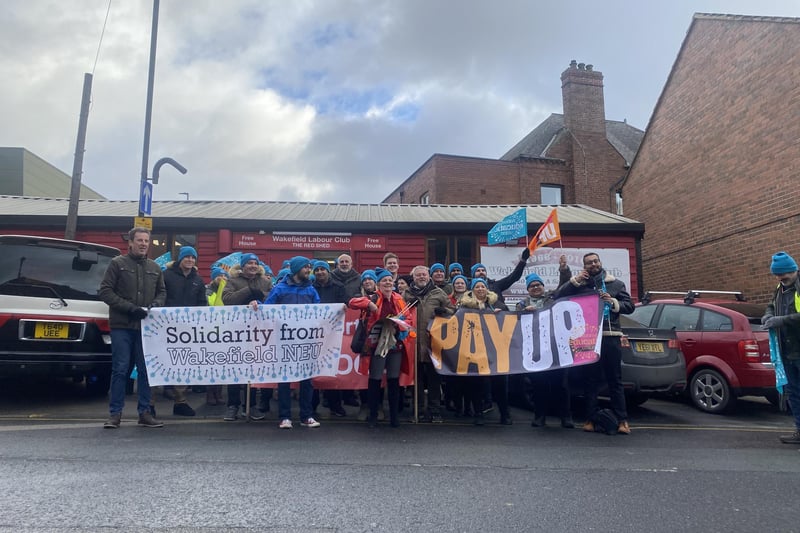 Members were chanting 'pay up' as they marched through the streets of Wakefield.