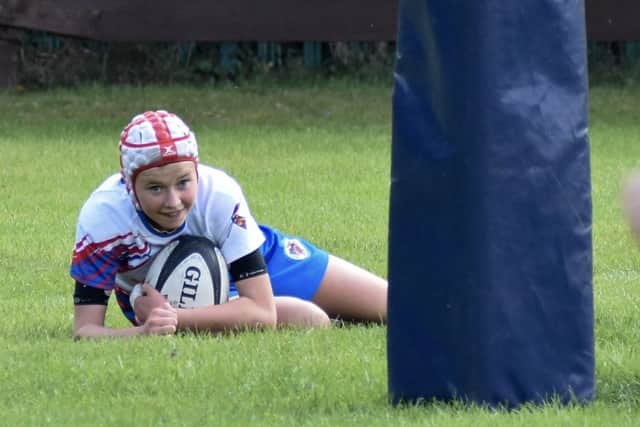Castleford RUFC U16s player Lexie Hagues who collected a hat-trick of tries against Hull Ionians.