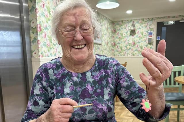 In celebration of National Hobby Month, residents at Hepworth House care home in Wakefield are sharing their talents and interests with others. (Pictured, Norma Charlesworth)