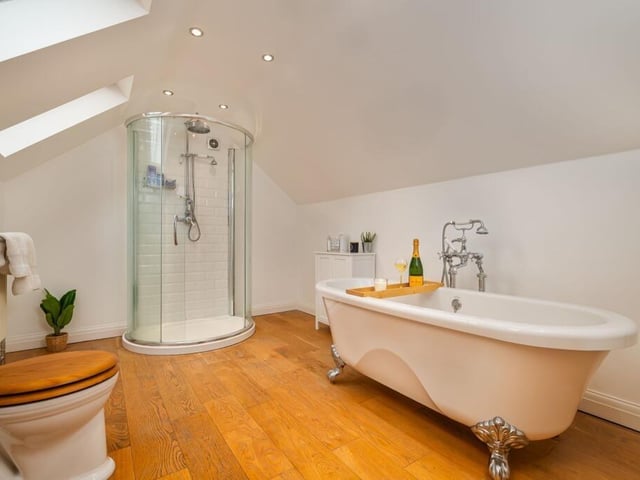One of three bathrooms within the cottage.