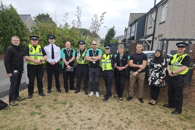 Police and Vico Homes staff in Airedale, Castleford