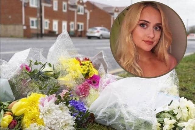 Floral tributes have been left at the scene where Leah Senior died on Denby Dale Road