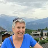 Karen enjoying the mountains and clean air