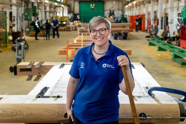 Michelle Lund Conlon is the female apprentice carpenter and joiner at the workshop in Stanley Ferry.