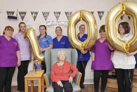 Olive Rands celebrated turning 100 years old at Carleton Court in Pontefract. Picture Scott Merrylees