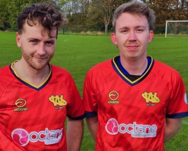 First half goal scorers for Wakefield Athletic A against Neville Hill Reserves in their Landlords Trophy tie Ryan Jones (left) and Jonas Nassau.