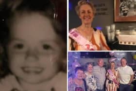 Together at last: Susan as a little girl and being reunited with her family in Pontefract.
