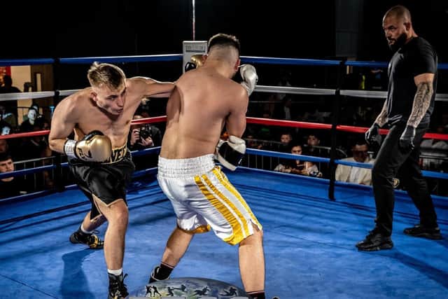 Havercroft boxer Danny Knee in action. Picture: Mirek Marcinski of MM Fight Night