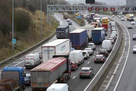 Traffic queues on the M62
