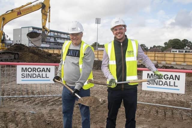 Wakefield Trinity chairman John Minards with Ben Hall, Yorkshire area director for Morgan Sindall Construction, at the start of the redevelopment currently going on at Belle Vue.
