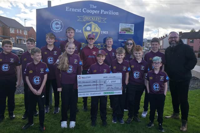 Frickley Colliery CC receive a £1,000 boost in their fundraising bid to install a two-lane net facility.