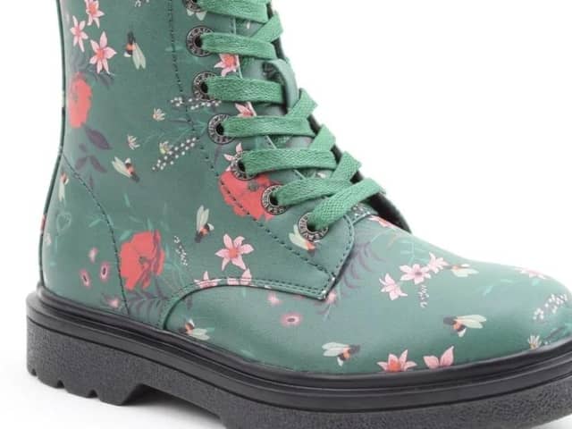 Justina2 Bee Print Boot (£32.45, RRP £64.95) Available in Apple Green, Denim Blue, Purple and Black.