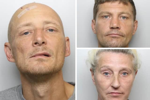 Christopher Donaldson, Tony Sladek (top right)  and Lorraine Hargreaves, were all sentenced today at Leeds Crown Court.