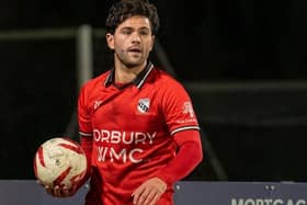 Right-back Brad Swain made a great goal-saving block and was voted man of the match for Horbury Town against Campion. Picture: Michael Eden
