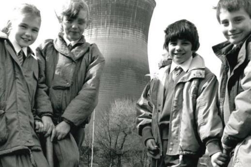 Walton School pupils plant trees at Wakefield Power Station, 1990.
