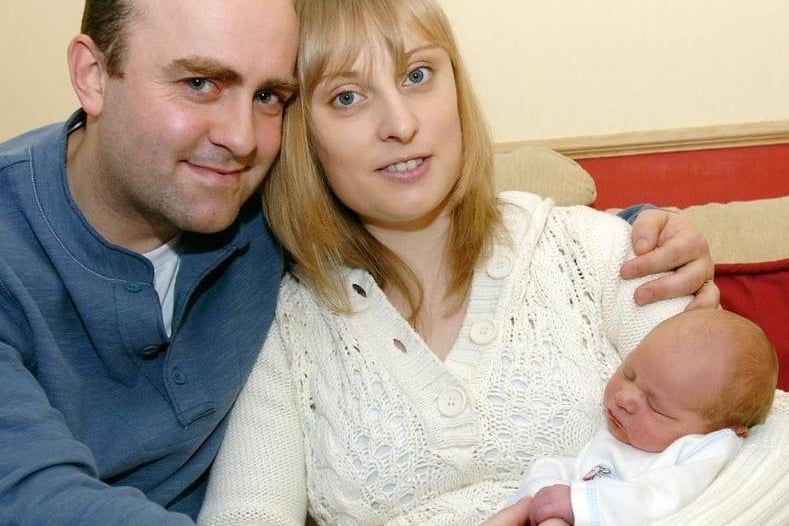 Baby Matthew Bevan born on Christmas Day. With his parents Clare and Andrew Bevan.