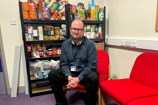 It is hidden in Andrew's office at Sandal Castle VA Community Primary School in Wakefield, so people can come and get the food without others knowing.