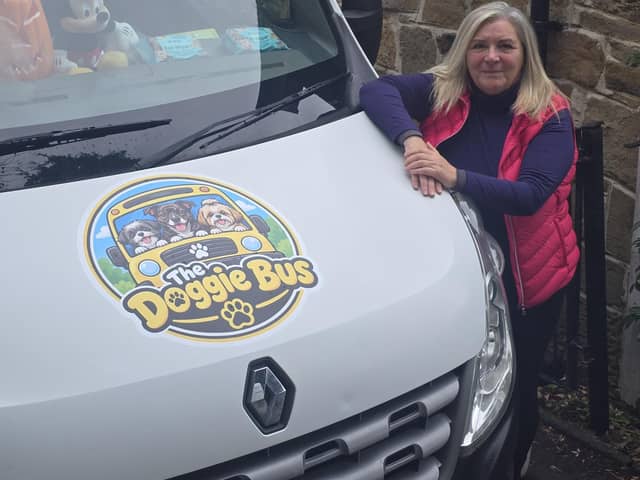 The Doggie Bus and owner, Lisa Pinardi.
