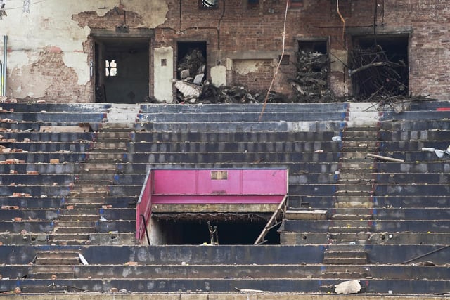The current demolition work has exposed the inside of the once popular cinema.