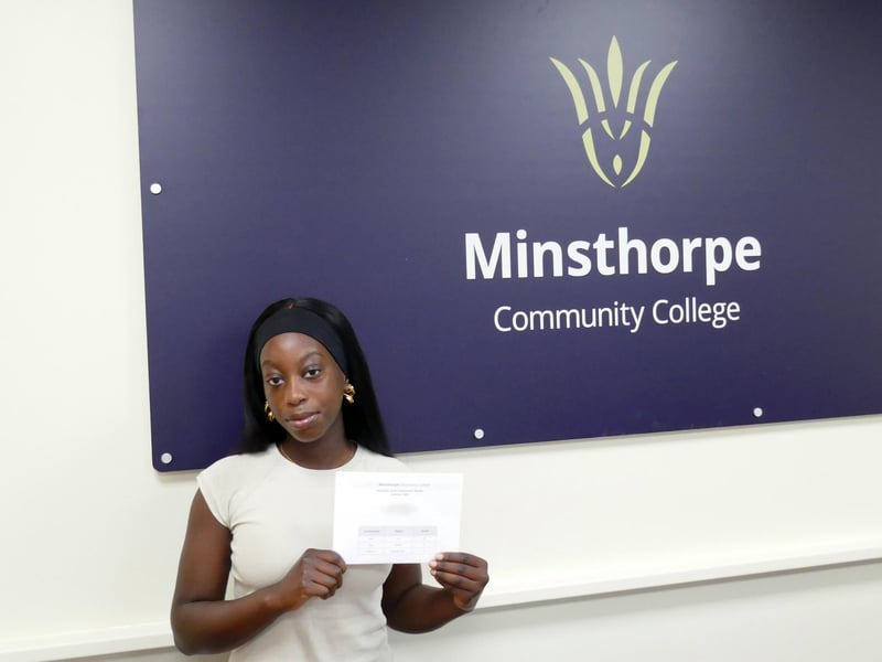 Mame Diokhane received an A*, B and a Distinction in her results today at Minsthorpe Community College