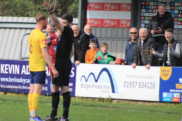 Tadcaster Albion's Daniel Hartley is sent-off. Picture: Keith Handley