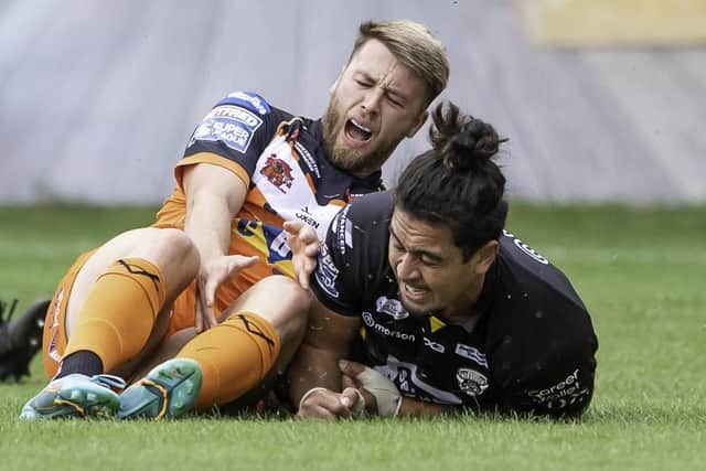 Danny Richardson became the latest injury victim at Castleford when playing against Salford. Picture: Allan McKenzie/SWpix.com