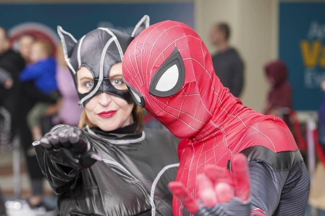 Catwoman and Spiderman paid a special visit, much to the delight of superhero fans.
