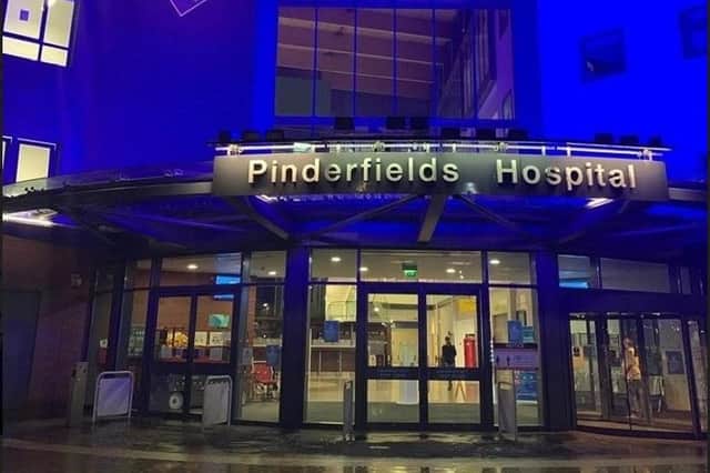 Pinderfields Pinderfields Hospital turns pink and blue for Baby Loss Awareness Week