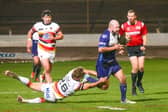 Brad Day on the attack for Featherstone Rovers against Bradford Bulls. Picture: Kevin Creighton
