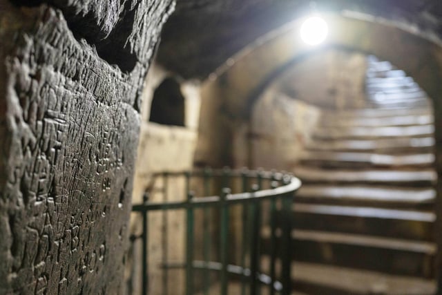 Inside Pontefract Castle dungeon, which can be visited by the public as part of a tour.