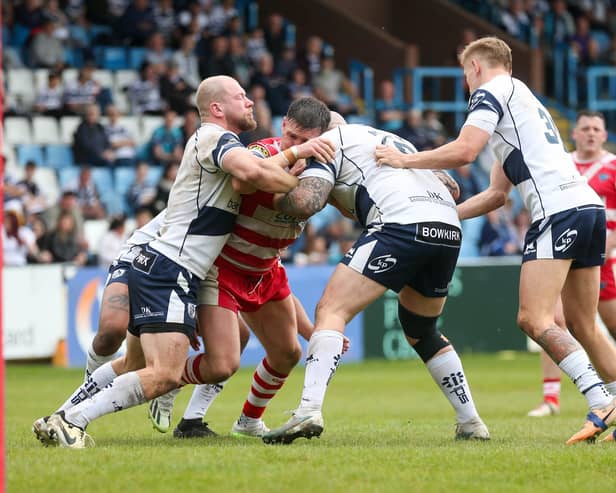 Fev in action against Halifax in round 7 of the Championship. Photo by Simon Hall.