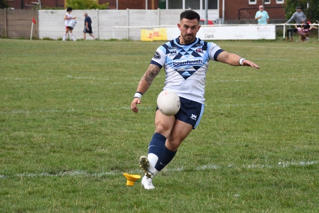 Jake Crossland kicked a conversion for Normanton Knights against Crosfields. Picture: Rob Hare