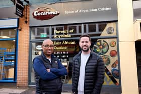 One of the first to benefit from the grant scheme was a Wakefield city centre restaurant. Corarima, an Abyssinian restaurant on Cross Street, received funding from the Shop Security Grant Scheme, enabling them to install CCTV cameras and a new alarm system. Asamnew from Corarima with Coun Michael Graham.
