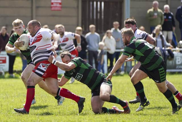 Stuart Biscomb on a charge for Normanton Knights against Milford. (Photo by Scott Merrylees)
