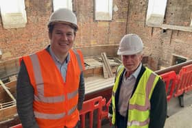 Work has officially started on the transformation of Wakefield’s former crown court. Jack Hemingway, Wakefield Council's cabinet member for regeneration and economic growth (left), pictured with Jonathan Maud, chairman of Rushbond.