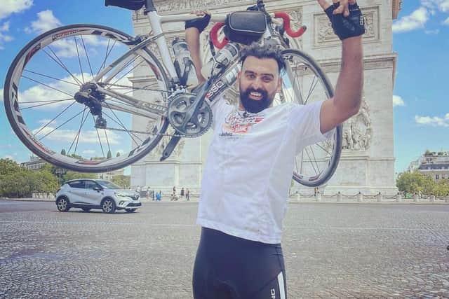 Coun Akef rode 180 miles from London to Paris to raise money for people impacted by floods in Bangladesh.