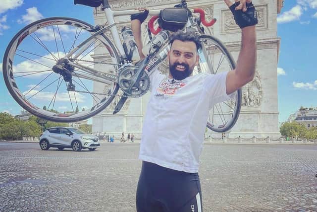 Coun Akef rode 180 miles from London to Paris to raise money for people impacted by floods in Bangladesh.