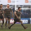 Action from Sunday's Challenge Cup tie between Featherstone Rovers and Wakefield Trinity. Photo by John Victor.